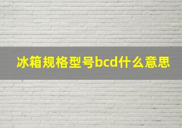 冰箱规格型号bcd什么意思