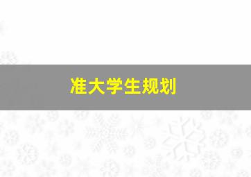 准大学生规划