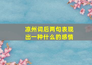 凉州词后两句表现出一种什么的感情