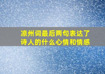 凉州词最后两句表达了诗人的什么心情和情感