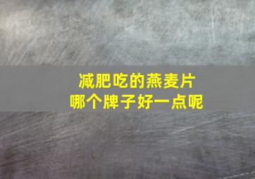 减肥吃的燕麦片哪个牌子好一点呢