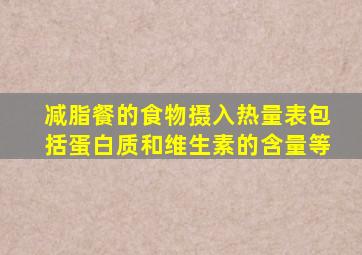 减脂餐的食物摄入热量表包括蛋白质和维生素的含量等