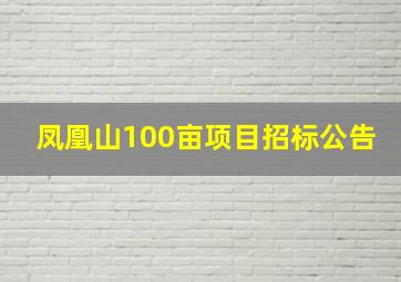 凤凰山100亩项目招标公告