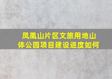 凤凰山片区文旅用地山体公园项目建设进度如何