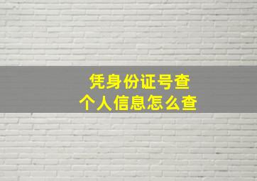 凭身份证号查个人信息怎么查