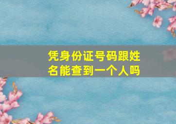 凭身份证号码跟姓名能查到一个人吗