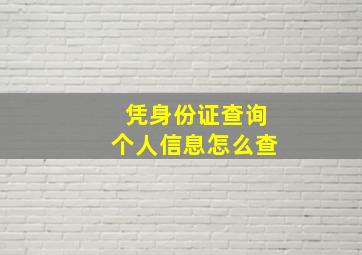 凭身份证查询个人信息怎么查