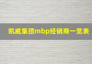 凯威集团mbp经销商一览表