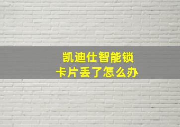 凯迪仕智能锁卡片丢了怎么办