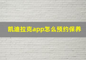 凯迪拉克app怎么预约保养