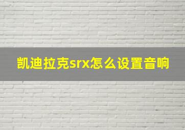 凯迪拉克srx怎么设置音响