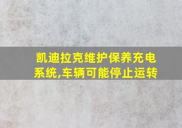 凯迪拉克维护保养充电系统,车辆可能停止运转