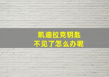 凯迪拉克钥匙不见了怎么办呢