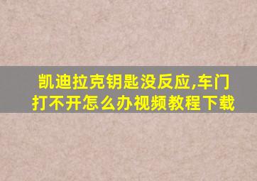 凯迪拉克钥匙没反应,车门打不开怎么办视频教程下载