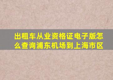 出租车从业资格证电子版怎么查询浦东机场到上海市区