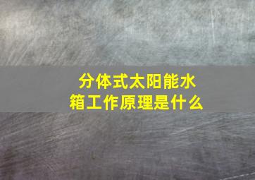 分体式太阳能水箱工作原理是什么