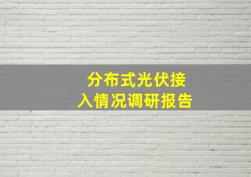 分布式光伏接入情况调研报告