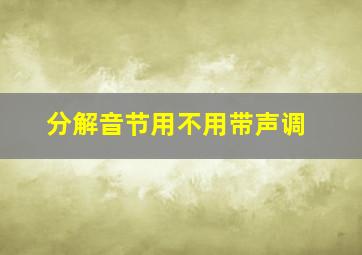 分解音节用不用带声调