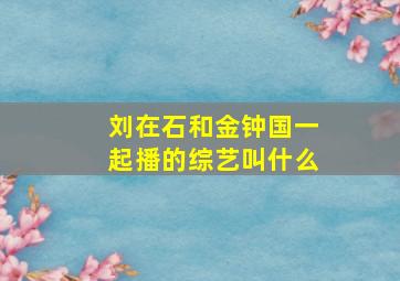 刘在石和金钟国一起播的综艺叫什么