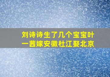 刘诗诗生了几个宝宝叶一茜嫁安徽杜江娶北京