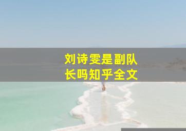 刘诗雯是副队长吗知乎全文