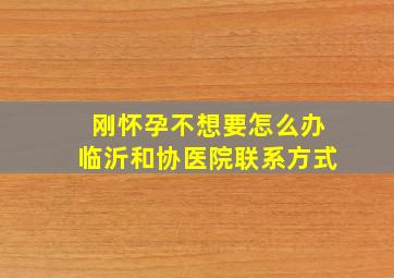 刚怀孕不想要怎么办临沂和协医院联系方式