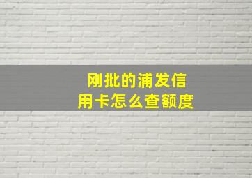 刚批的浦发信用卡怎么查额度