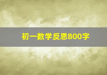 初一数学反思800字