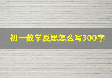 初一数学反思怎么写300字