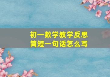 初一数学教学反思简短一句话怎么写