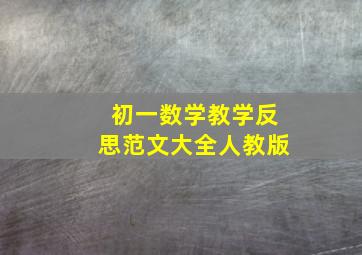 初一数学教学反思范文大全人教版