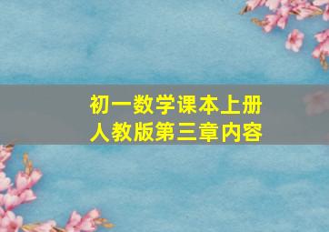 初一数学课本上册人教版第三章内容