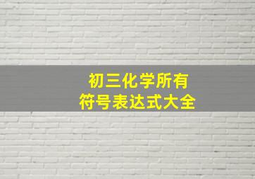 初三化学所有符号表达式大全