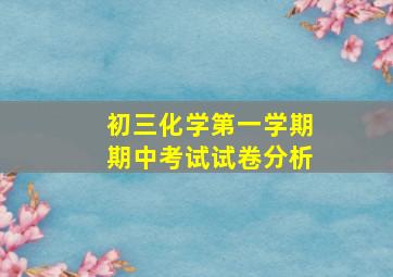 初三化学第一学期期中考试试卷分析