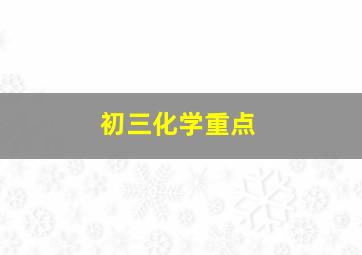 初三化学重点