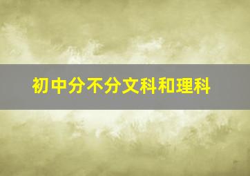 初中分不分文科和理科