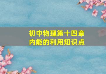 初中物理第十四章内能的利用知识点