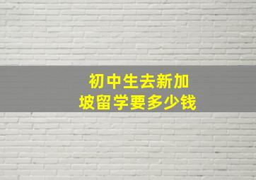 初中生去新加坡留学要多少钱