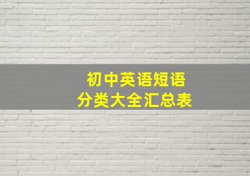 初中英语短语分类大全汇总表