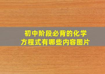 初中阶段必背的化学方程式有哪些内容图片