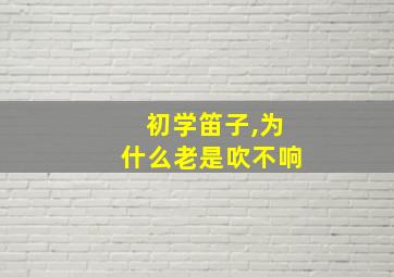 初学笛子,为什么老是吹不响