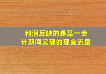 利润反映的是某一会计期间实现的现金流量