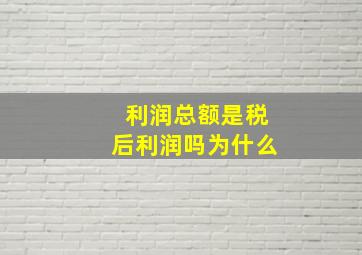 利润总额是税后利润吗为什么