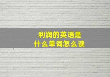 利润的英语是什么单词怎么读