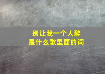 别让我一个人醉是什么歌里面的词