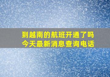 到越南的航班开通了吗今天最新消息查询电话