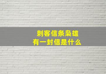 刺客信条枭雄有一封信是什么