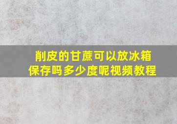 削皮的甘蔗可以放冰箱保存吗多少度呢视频教程