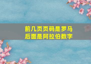 前几页页码是罗马后面是阿拉伯数字