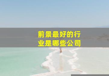 前景最好的行业是哪些公司